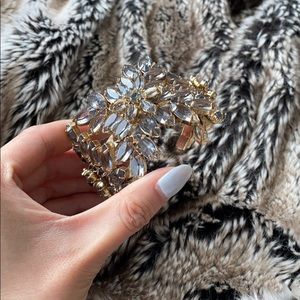 BCBG grey stone and gold statement bracelet